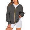 imageBTFBM Womens Zip Up Hoodies Long Sleeve Fashion Sweatshirt Fleece Y2K Hooded Jacket 2025 Trendy Fall Winter ClothesDark Grey