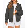 imageBTFBM Womens Zip Up Hoodies Long Sleeve Fashion Sweatshirt Fleece Y2K Hooded Jacket 2025 Trendy Fall Winter ClothesDark Grey