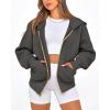 imageBTFBM Womens Zip Up Hoodies Long Sleeve Fashion Sweatshirt Fleece Y2K Hooded Jacket 2025 Trendy Fall Winter ClothesDark Grey