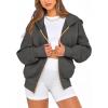 imageBTFBM Womens Zip Up Hoodies Long Sleeve Fashion Sweatshirt Fleece Y2K Hooded Jacket 2025 Trendy Fall Winter ClothesDark Grey