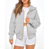 imageBTFBM Womens Zip Up Hoodies Long Sleeve Fashion Sweatshirt Fleece Y2K Hooded Jacket 2025 Trendy Fall Winter ClothesGrey