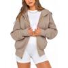 imageBTFBM Womens Zip Up Hoodies Long Sleeve Fashion Sweatshirt Fleece Y2K Hooded Jacket 2025 Trendy Fall Winter ClothesGrey Khaki