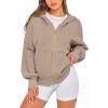 imageBTFBM Womens Zip Up Hoodies Long Sleeve Fashion Sweatshirt Fleece Y2K Hooded Jacket 2025 Trendy Fall Winter ClothesGrey Khaki