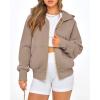 imageBTFBM Womens Zip Up Hoodies Long Sleeve Fashion Sweatshirt Fleece Y2K Hooded Jacket 2025 Trendy Fall Winter ClothesGrey Khaki