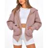 imageBTFBM Womens Zip Up Hoodies Long Sleeve Fashion Sweatshirt Fleece Y2K Hooded Jacket 2025 Trendy Fall Winter ClothesGrey Pink