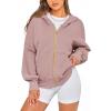imageBTFBM Womens Zip Up Hoodies Long Sleeve Fashion Sweatshirt Fleece Y2K Hooded Jacket 2025 Trendy Fall Winter ClothesGrey Pink