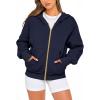 imageBTFBM Womens Zip Up Hoodies Long Sleeve Fashion Sweatshirt Fleece Y2K Hooded Jacket 2025 Trendy Fall Winter ClothesNavy