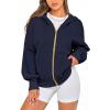imageBTFBM Womens Zip Up Hoodies Long Sleeve Fashion Sweatshirt Fleece Y2K Hooded Jacket 2025 Trendy Fall Winter ClothesNavy