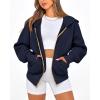 imageBTFBM Womens Zip Up Hoodies Long Sleeve Fashion Sweatshirt Fleece Y2K Hooded Jacket 2025 Trendy Fall Winter ClothesNavy