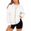 imageBTFBM Womens Zip Up Hoodies Long Sleeve Fashion Sweatshirt Fleece Y2K Hooded Jacket 2025 Trendy Fall Winter ClothesWhite