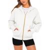 imageBTFBM Womens Zip Up Hoodies Long Sleeve Fashion Sweatshirt Fleece Y2K Hooded Jacket 2025 Trendy Fall Winter ClothesWhite