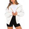 imageBTFBM Womens Zip Up Hoodies Long Sleeve Fashion Sweatshirt Fleece Y2K Hooded Jacket 2025 Trendy Fall Winter ClothesWhite