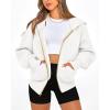 imageBTFBM Womens Zip Up Hoodies Long Sleeve Fashion Sweatshirt Fleece Y2K Hooded Jacket 2025 Trendy Fall Winter ClothesWhite