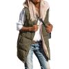imageBTFBM Fall Long Puffer Vest Women Sleeveless Hooded Reversible Fleece Sherpa Jacket Zip Up Winter Coat Outerwear VestsSolid Army Green