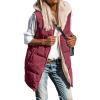 imageBTFBM Fall Long Puffer Vest Women Sleeveless Hooded Reversible Fleece Sherpa Jacket Zip Up Winter Coat Outerwear VestsSolid Wine Red
