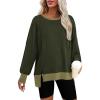 imageBTFBM Womens Oversized Sweatshirts Casual Long Sleeve Crewneck Side Slit Knit Tops 2024 Fall Loose Pullover SweatshirtArmy Green