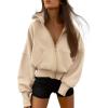 imageBTFBM Womens Zip Up Hoodies Long Sleeve Fashion Sweatshirt Fleece Y2K Hooded Jacket 2025 Trendy Fall Winter ClothesApricot