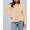 imageBTFBM Cardigan Sweaters for Women Trendy 2025 Fall Open Front Long Sleeve Button Down Bow Knot Cropped Lady JacketBeige