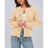 imageBTFBM Cardigan Sweaters for Women Trendy 2025 Fall Open Front Long Sleeve Button Down Bow Knot Cropped Lady JacketBeige