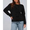 imageBTFBM Cardigan Sweaters for Women Trendy 2025 Fall Open Front Long Sleeve Button Down Bow Knot Cropped Lady JacketBlack