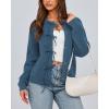 imageBTFBM Cardigan Sweaters for Women Trendy 2025 Fall Open Front Long Sleeve Button Down Bow Knot Cropped Lady JacketBlue
