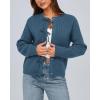 imageBTFBM Cardigan Sweaters for Women Trendy 2025 Fall Open Front Long Sleeve Button Down Bow Knot Cropped Lady JacketBlue