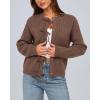 imageBTFBM Cardigan Sweaters for Women Trendy 2025 Fall Open Front Long Sleeve Button Down Bow Knot Cropped Lady JacketBrown