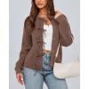 imageBTFBM Cardigan Sweaters for Women Trendy 2025 Fall Open Front Long Sleeve Button Down Bow Knot Cropped Lady JacketBrown