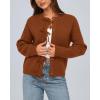 imageBTFBM Cardigan Sweaters for Women Trendy 2025 Fall Open Front Long Sleeve Button Down Bow Knot Cropped Lady JacketCaramel