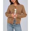imageBTFBM Cardigan Sweaters for Women Trendy 2025 Fall Open Front Long Sleeve Button Down Bow Knot Cropped Lady JacketKhaki