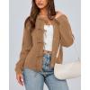 imageBTFBM Cardigan Sweaters for Women Trendy 2025 Fall Open Front Long Sleeve Button Down Bow Knot Cropped Lady JacketKhaki