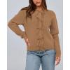 imageBTFBM Cardigan Sweaters for Women Trendy 2025 Fall Open Front Long Sleeve Button Down Bow Knot Cropped Lady JacketKhaki