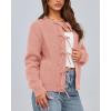 imageBTFBM Cardigan Sweaters for Women Trendy 2025 Fall Open Front Long Sleeve Button Down Bow Knot Cropped Lady JacketPink