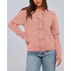 imageBTFBM Cardigan Sweaters for Women Trendy 2025 Fall Open Front Long Sleeve Button Down Bow Knot Cropped Lady JacketPink