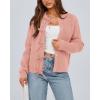 imageBTFBM Cardigan Sweaters for Women Trendy 2025 Fall Open Front Long Sleeve Button Down Bow Knot Cropped Lady JacketPink