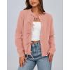 imageBTFBM Cardigan Sweaters for Women Trendy 2025 Fall Open Front Long Sleeve Button Down Bow Knot Cropped Lady JacketPink