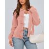 imageBTFBM Cardigan Sweaters for Women Trendy 2025 Fall Open Front Long Sleeve Button Down Bow Knot Cropped Lady JacketPink
