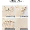 imageBTFBM Women Summer 2 Piece Sets Airport Outfits Ruffle Cap Sleeve Quarter Zip Top Wide Leg Pants Lounge Set TracksuitsApricot
