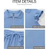 imageBTFBM Women Summer 2 Piece Sets Airport Outfits Ruffle Cap Sleeve Quarter Zip Top Wide Leg Pants Lounge Set TracksuitsLight Blue
