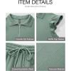 imageBTFBM Women Summer 2 Piece Sets Airport Outfits Ruffle Cap Sleeve Quarter Zip Top Wide Leg Pants Lounge Set TracksuitsLight Green