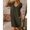 imageBTFBM Women V Neck Short Sleeve Summer Dresses Beach 2025 Spring Casual Loose Tunic Short TShirt Dress Pajamas PocketsArmy Green