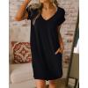 imageBTFBM Women V Neck Short Sleeve Summer Dresses Beach 2025 Spring Casual Loose Tunic Short TShirt Dress Pajamas PocketsBlack