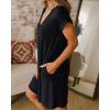 imageBTFBM Women V Neck Short Sleeve Summer Dresses Beach 2025 Spring Casual Loose Tunic Short TShirt Dress Pajamas PocketsBlack