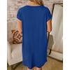 imageBTFBM Women V Neck Short Sleeve Summer Dresses Beach 2025 Spring Casual Loose Tunic Short TShirt Dress Pajamas PocketsBlue