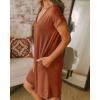 imageBTFBM Women V Neck Short Sleeve Summer Dresses Beach 2025 Spring Casual Loose Tunic Short TShirt Dress Pajamas PocketsBrick Red