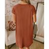 imageBTFBM Women V Neck Short Sleeve Summer Dresses Beach 2025 Spring Casual Loose Tunic Short TShirt Dress Pajamas PocketsBrick Red