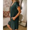 imageBTFBM Women V Neck Short Sleeve Summer Dresses Beach 2025 Spring Casual Loose Tunic Short TShirt Dress Pajamas PocketsDark Green