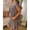imageBTFBM Women V Neck Short Sleeve Summer Dresses Beach 2025 Spring Casual Loose Tunic Short TShirt Dress Pajamas PocketsDark Khaki