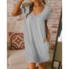 imageBTFBM Women V Neck Short Sleeve Summer Dresses Beach 2025 Spring Casual Loose Tunic Short TShirt Dress Pajamas PocketsGrey