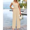 imageBTFBM Womens 2 Piece Outfits 2025 Summer V Neck Cap Sleeve Ruched Top and Wide Leg Pants Rib Knit Lounge Matching SetsApricot